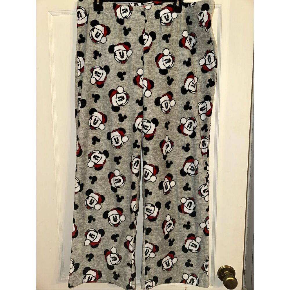 Disney Santa Mickey Mouse Size XXL Fleece Lounge Pajama Pants Christmas Bottoms